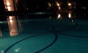 swimming pool at night